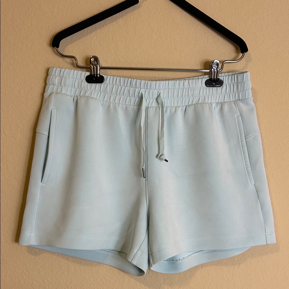 Women’s Light Aqua Pull-On Athletic Shorts with Drawstring